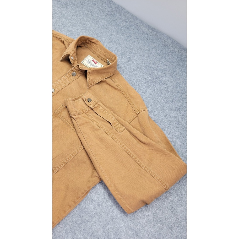 Vintage 90s Levi's Men's Red Tab Duck Canvas Long Sleeve Work Shirt Brown Medium - Picture 12 of 16